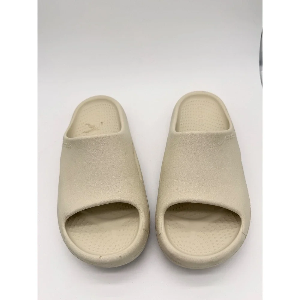 Crocs Mellow Recovery‎ Slides Bone Beige Unisex Mens 5 Womens 7 Sandals 208392